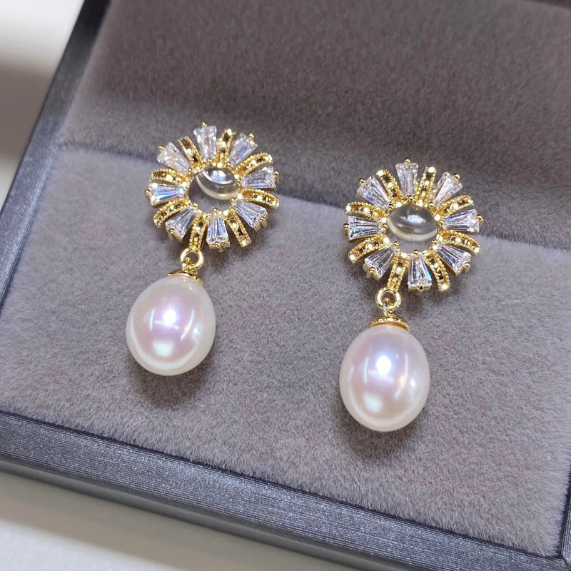 Freshwater Pearl Women's Earrings 18K Stud Earrings