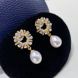Freshwater Pearl Women's Earrings 18K Stud Earrings
