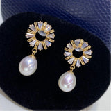 Freshwater Pearl Women's Earrings 18K Stud Earrings