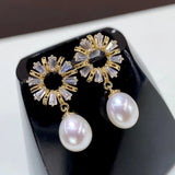 Freshwater Pearl Women's Earrings 18K Stud Earrings