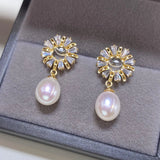 Freshwater Pearl Women's Earrings 18K Stud Earrings