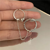 Geometry Tassel Chain Double Finger Ring for Women