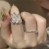 Geometry Tassel Chain Double Finger Ring for Women