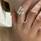 Geometry Tassel Chain Double Finger Ring for Women