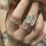 Geometry Tassel Chain Double Finger Ring for Women