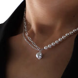 925 Silver Double-Layer Pearl Collarbone Necklace