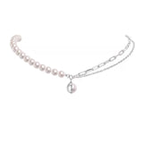 925 Silver Double-Layer Pearl Collarbone Necklace