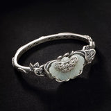 Noble S925 Sterling Silver & Tian Jade Bracelet Retro Wristband