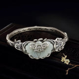 Noble S925 Sterling Silver & Tian Jade Bracelet Retro Wristband
