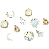 Gold-Plated Polar Bear Moon Pendant DIY Jewelry Material