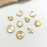 Gold-Plated Polar Bear Moon Pendant DIY Jewelry Material