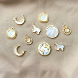 Gold-Plated Polar Bear Moon Pendant DIY Jewelry Material