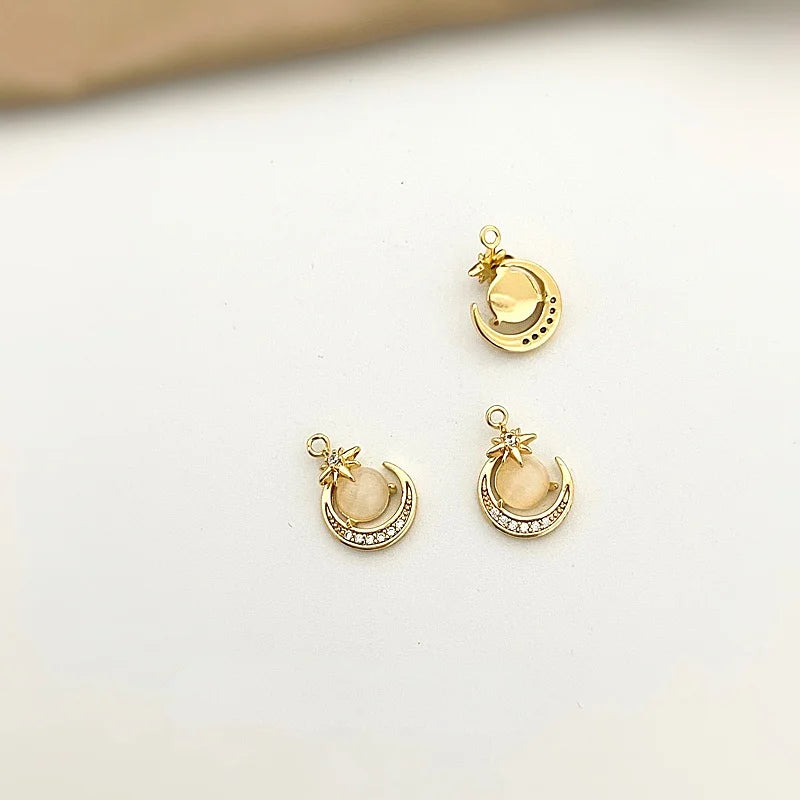 Gold-Plated Polar Bear Moon Pendant DIY Jewelry Material