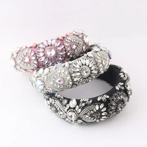 Sponge Rhinestone Flower Headband for Prom