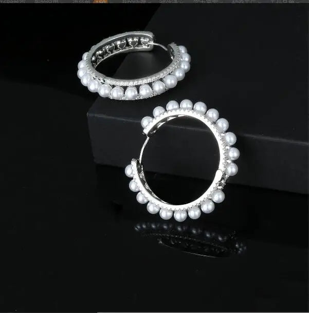 Pearl Geometric Earrings Women's Lace Jewelry