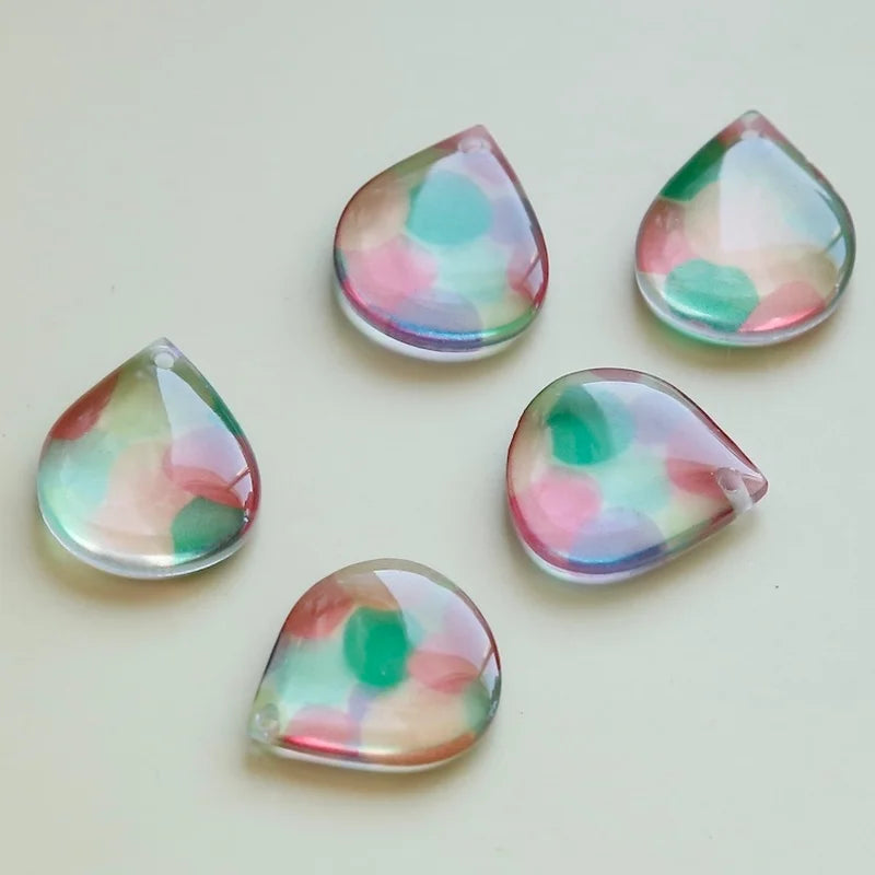 Japanese Handmade Watercolor Dripping Glue Pendant Earrings DIY Accessories