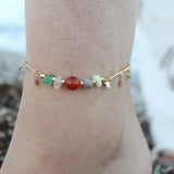 Cancer Natural Stone Anklet Zodiac Plated Chain