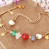 Cancer Natural Stone Anklet Zodiac Plated Chain