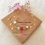 Cancer Natural Stone Anklet Zodiac Plated Chain