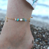 Gemini Stone Anklet Zodiac Sign Adjustable Chain