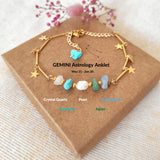 Gemini Stone Anklet Zodiac Sign Adjustable Chain