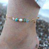 Gemini Stone Anklet Zodiac Sign Adjustable Chain