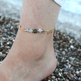 Pisces Adjustable Stone Anklet Zodiac Plated