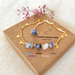 Scorpio Zodiac Anklet - Adjustable Natural Stone Anklet