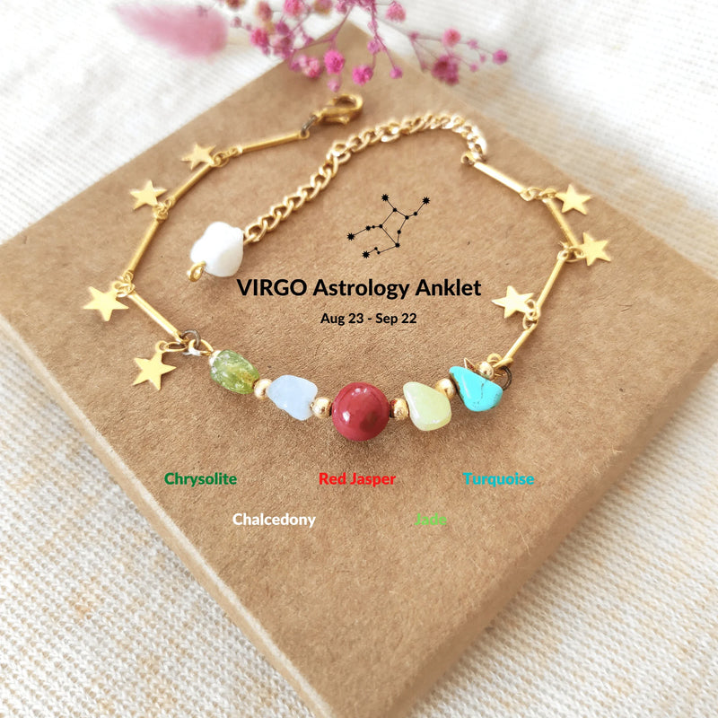 Virgo Adjustable Stone Anklet for Mom
