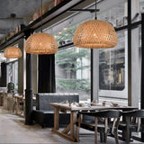 Rattan Bamboo Chandelier for Garden Restaurant Bedroom