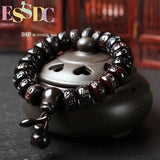 Sanskrit Buddha Beads Exorcise Bracelet Men Women Wood Fish