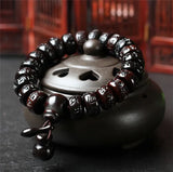 Sanskrit Buddha Beads Exorcise Bracelet Men Women Wood Fish