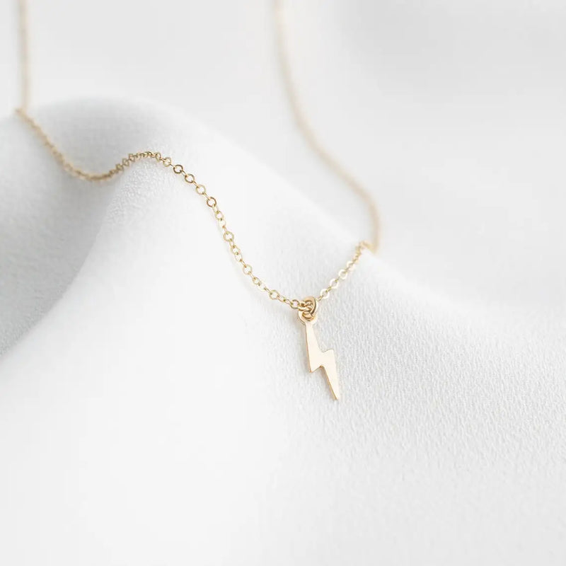 Lightning Pendant Necklace 14K Gold Filled Choker Jewelry