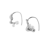 Asymmetric Liquid Pearl Earrings 925 Sterling Silver Female Earrings