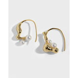 Asymmetric Liquid Pearl Earrings 925 Sterling Silver Female Earrings