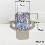 925 Silver Moissanite Square Ring for Women's Engagement