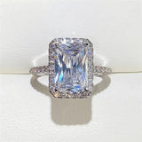 925 Silver Moissanite Square Ring for Women's Engagement