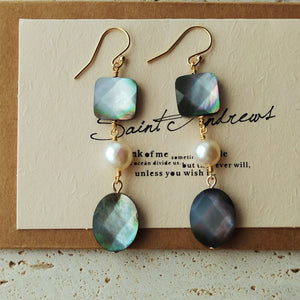 14K Filled Mother of Pearl Freshwater Pearl Earrings Gray Drop Women Jewelry