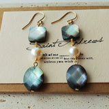 14K Filled Mother of Pearl Freshwater Pearl Earrings Gray Drop Women Jewelry