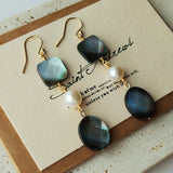 14K Filled Mother of Pearl Freshwater Pearl Earrings Gray Drop Women Jewelry