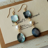 14K Filled Mother of Pearl Freshwater Pearl Earrings Gray Drop Women Jewelry