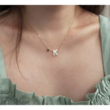 14K Shell Letter Pendant Name Necklace Choker Minimalist Jewelry