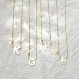 14K Shell Letter Pendant Name Necklace Choker Minimalist Jewelry