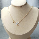 14K Shell Letter Pendant Name Necklace Choker Minimalist Jewelry
