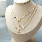 14K Shell Letter Pendant Name Necklace Choker Minimalist Jewelry