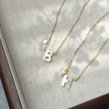 14K Shell Letter Pendant Name Necklace Choker Minimalist Jewelry