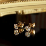 14K Filled Zircon Stud Earrings Classic Daily Jewelry