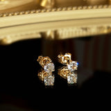 14K Filled Zircon Stud Earrings Classic Daily Jewelry