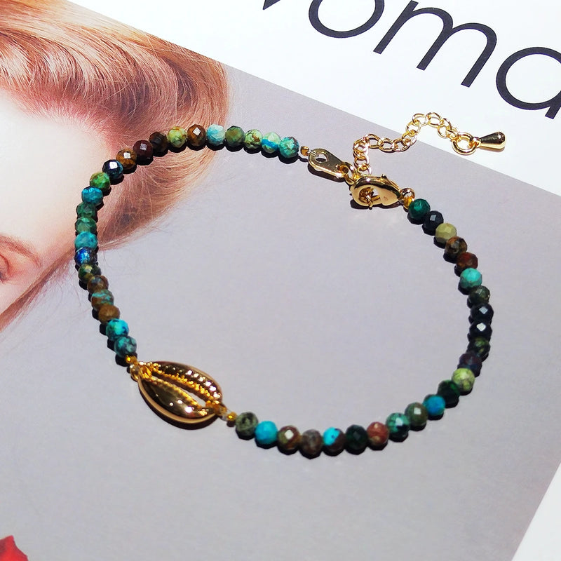 Bohemia Bracelet PUKA Shell Chrysocolla Beach Jewelry Charm Women