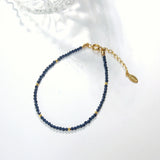 2mm Created Sapphire/Ruby Adjustable Bracelet 17+3cm Boho Beaded